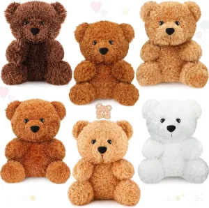 HyDren 6 Pieces Bear Stuffed Animals 8 Inch Plush Bears Toys Soft Bear Doll Bulk for Wedding Present Baby Shower Gender Reveal Birthday Party Gift Favors