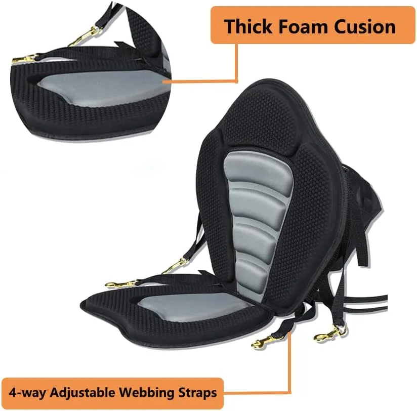 iMeshbean Deluxe Padded Kayak Seat,Fishing Boat Seat,Universal Adjustable Kayak Seats with Storage Bag,Detachable Comfortable Kayak Seat Cushion Fitting for Kayaking, Canoeing etc