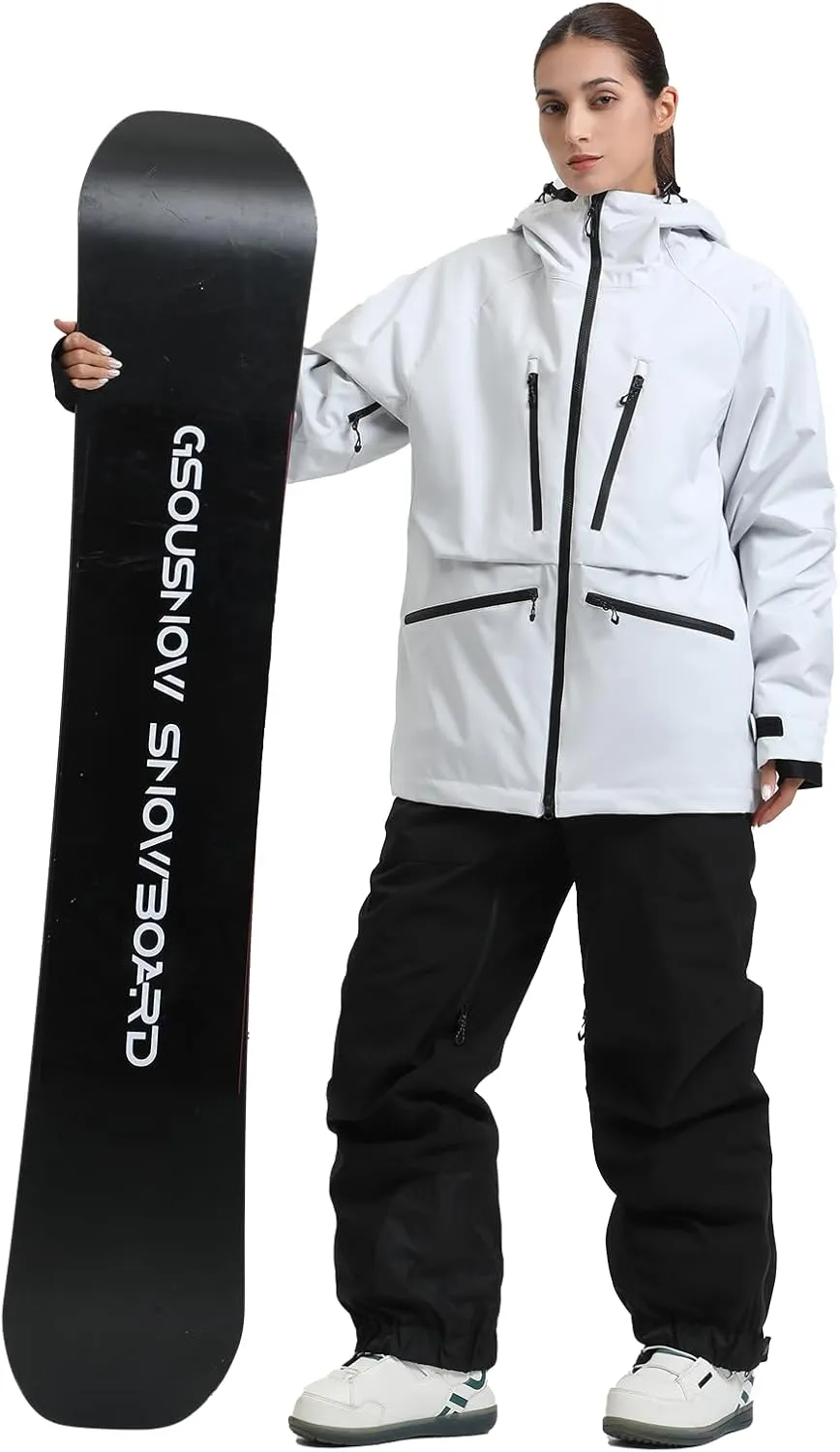 IMPHUT Mens Snowboard Jacket Baggy Womens Ski Jacket Insulated Waterproof Windproof Snow Outerwear Winter Hooded Coat