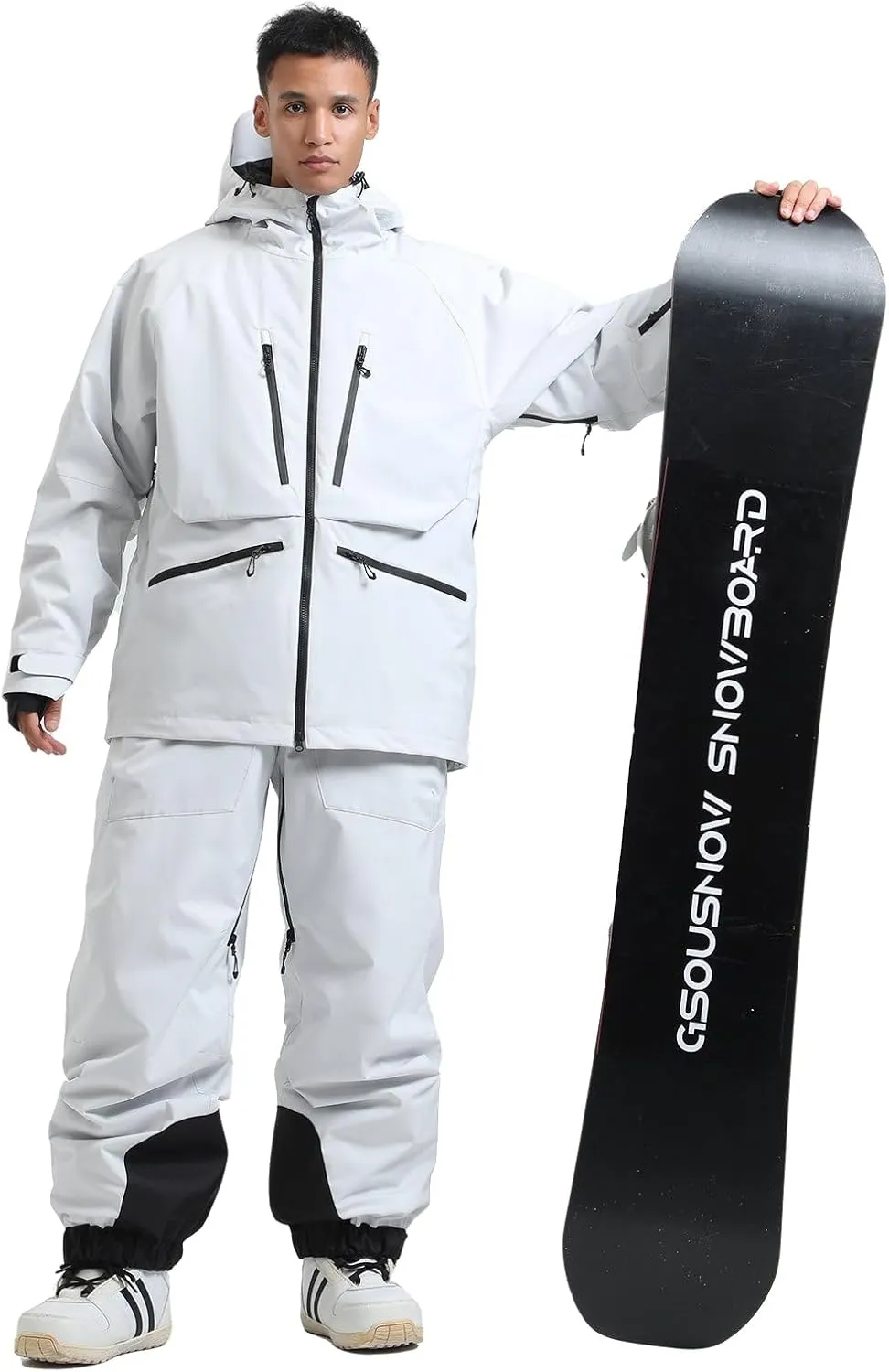 IMPHUT Mens Snowboard Jacket Baggy Womens Ski Jacket Insulated Waterproof Windproof Snow Outerwear Winter Hooded Coat