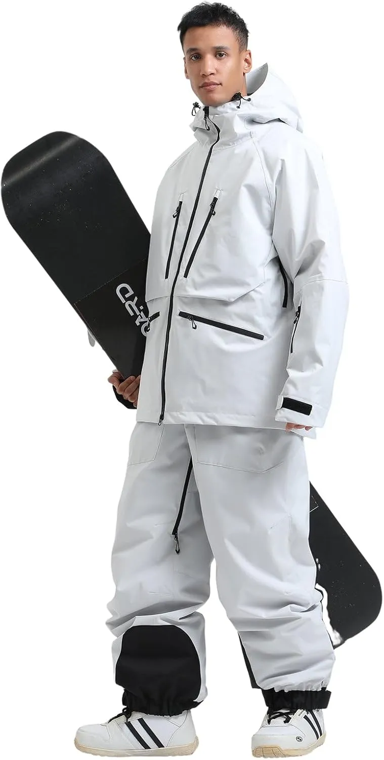 IMPHUT Mens Snowboard Jacket Baggy Womens Ski Jacket Insulated Waterproof Windproof Snow Outerwear Winter Hooded Coat