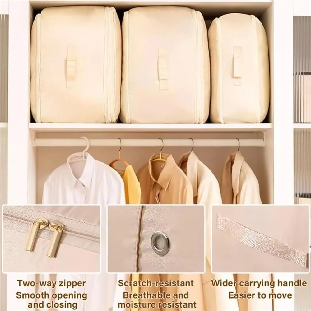 Implicationi Ultra Space Saving Self Compression Organizer, Implicationi Compression Organizer, Large Capacity Compression Bags for Travel, for Clothes, Comforters (Apricot,2Floo21.25*16.53*23.62in)