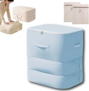 Implicationi Ultra Space Saving Self Compression Organizer, Implicationi Compression Organizer, Large Capacity Compression Bags for Travel, for Clothes, Comforters (Blue,3 Floors 21.25*16.53*23.62in)