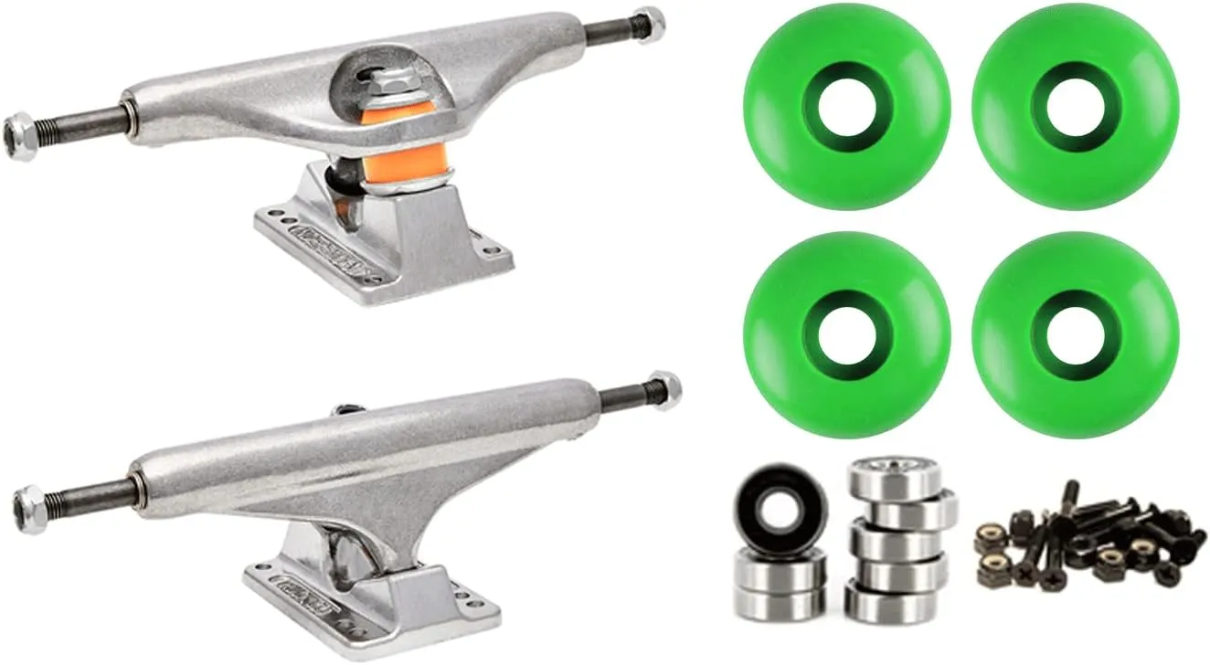Independent 159 (8.75") Skateboard Trucks 56mm Green Wheels and Bearings Combo Package