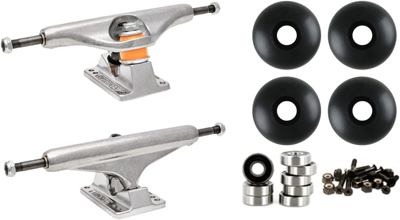 Independent 169 (9.12") Skateboard Trucks 56mm Black Wheels and Bearings Combo Package