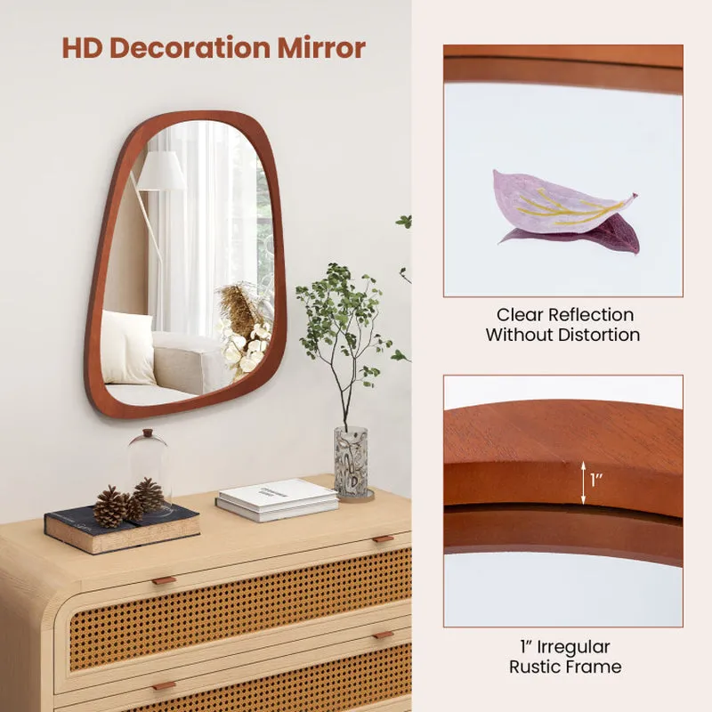 Irregular Shaped Wall Mirror with Rustic Frame