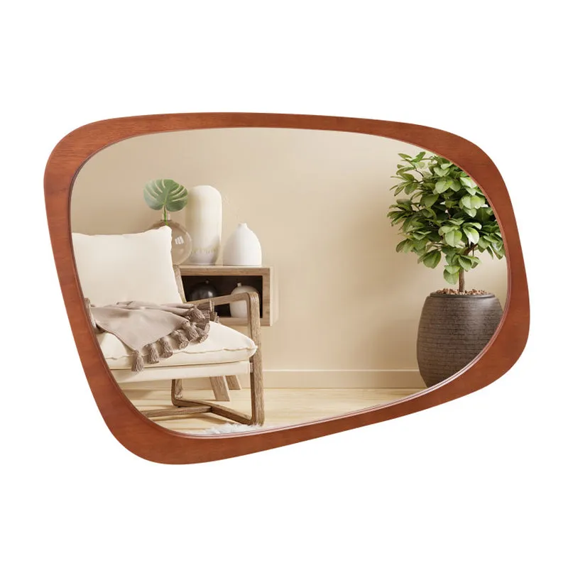 Irregular Shaped Wall Mirror with Rustic Frame