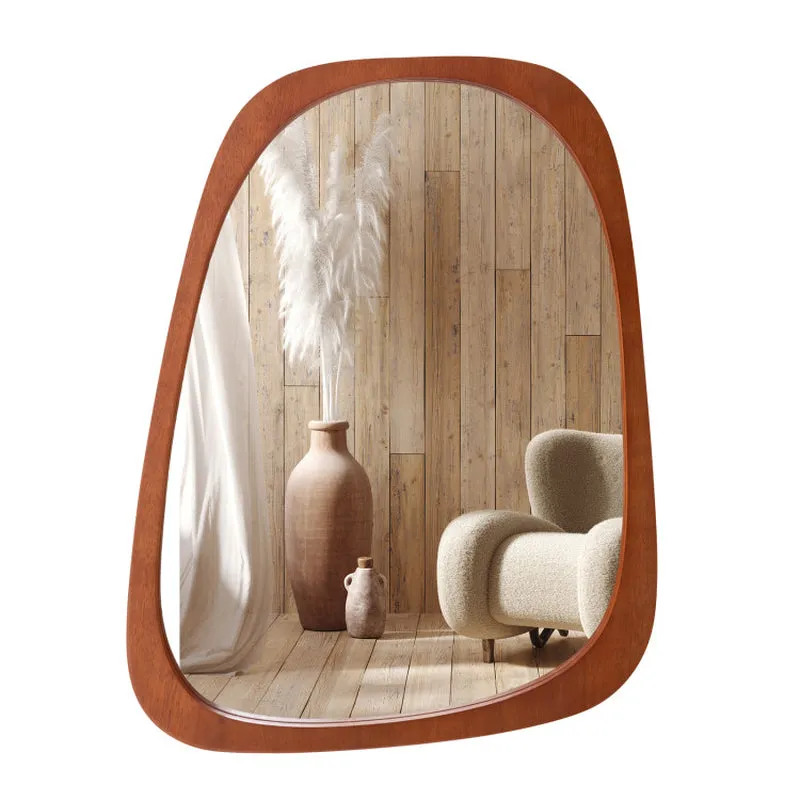Irregular Shaped Wall Mirror with Rustic Frame