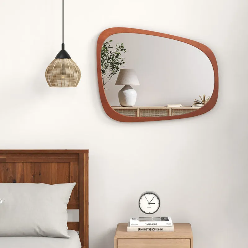 Irregular Shaped Wall Mirror with Rustic Frame