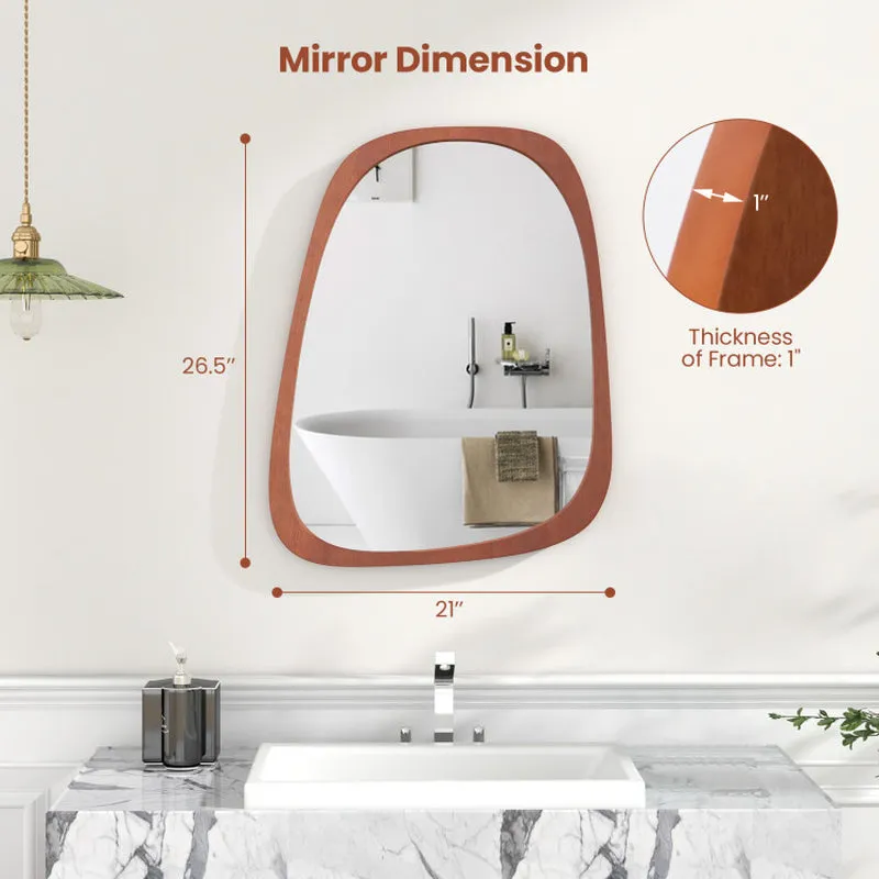 Irregular Shaped Wall Mirror with Rustic Frame