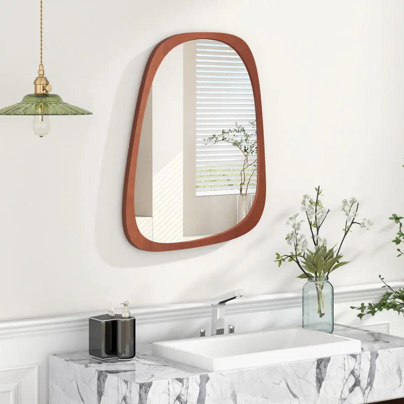 Irregular Shaped Wall Mirror with Rustic Frame