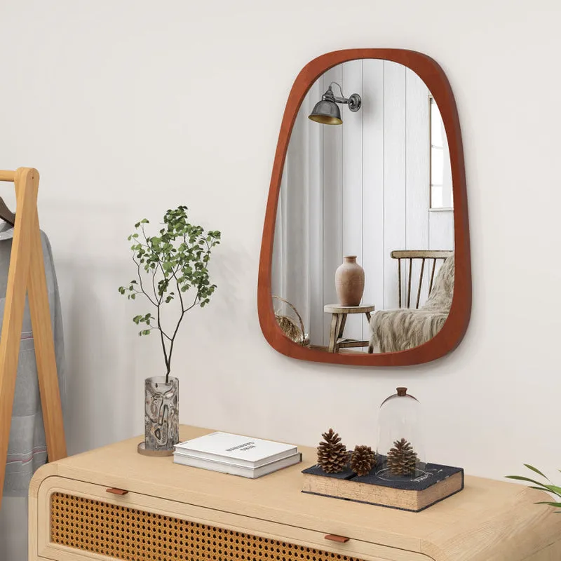 Irregular Shaped Wall Mirror with Rustic Frame