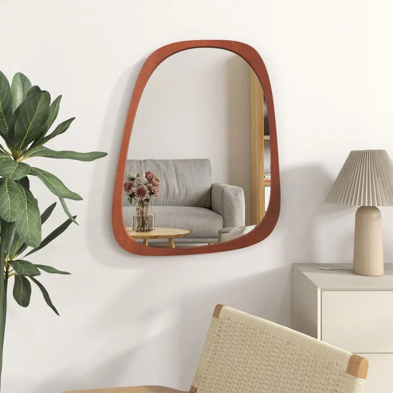 Irregular Shaped Wall Mirror with Rustic Frame