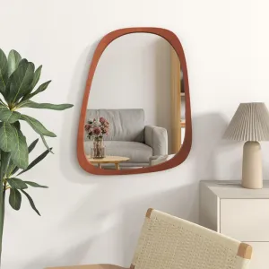 Irregular Shaped Wall Mirror with Rustic Frame