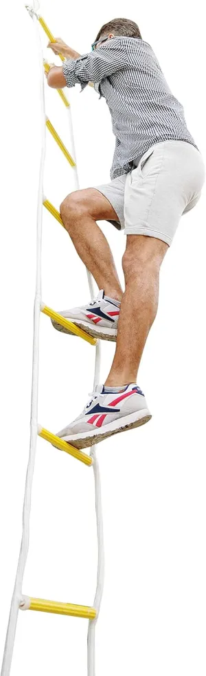 ISOP Outdoor Climbing Rope Ladder - Compact Portable Safety Rope Ladders - Hanging Rope with Hooks for Teens & Adults - Exercise Rope Ladder for Swing Set & Tree House