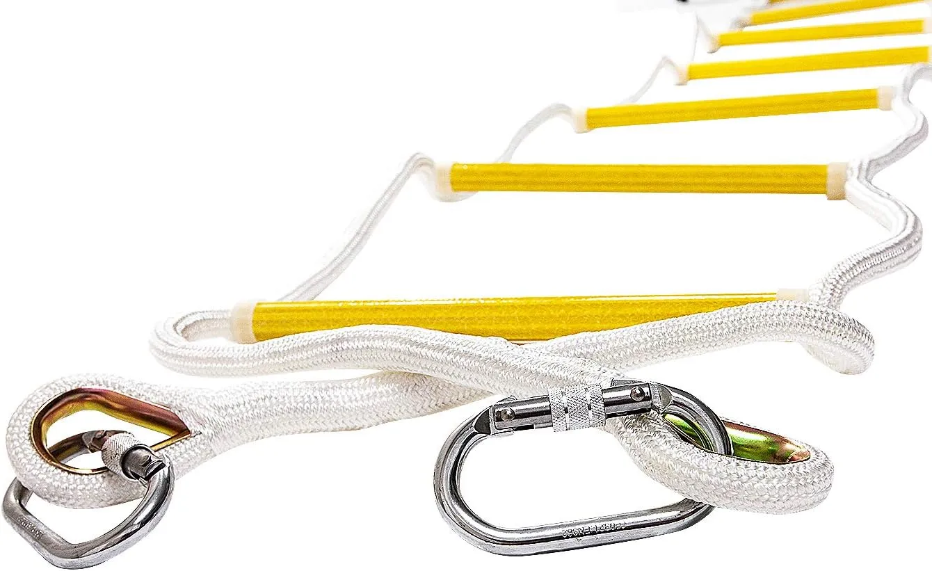 ISOP Outdoor Climbing Rope Ladder - Compact Portable Safety Rope Ladders - Hanging Rope with Hooks for Teens & Adults - Exercise Rope Ladder for Swing Set & Tree House