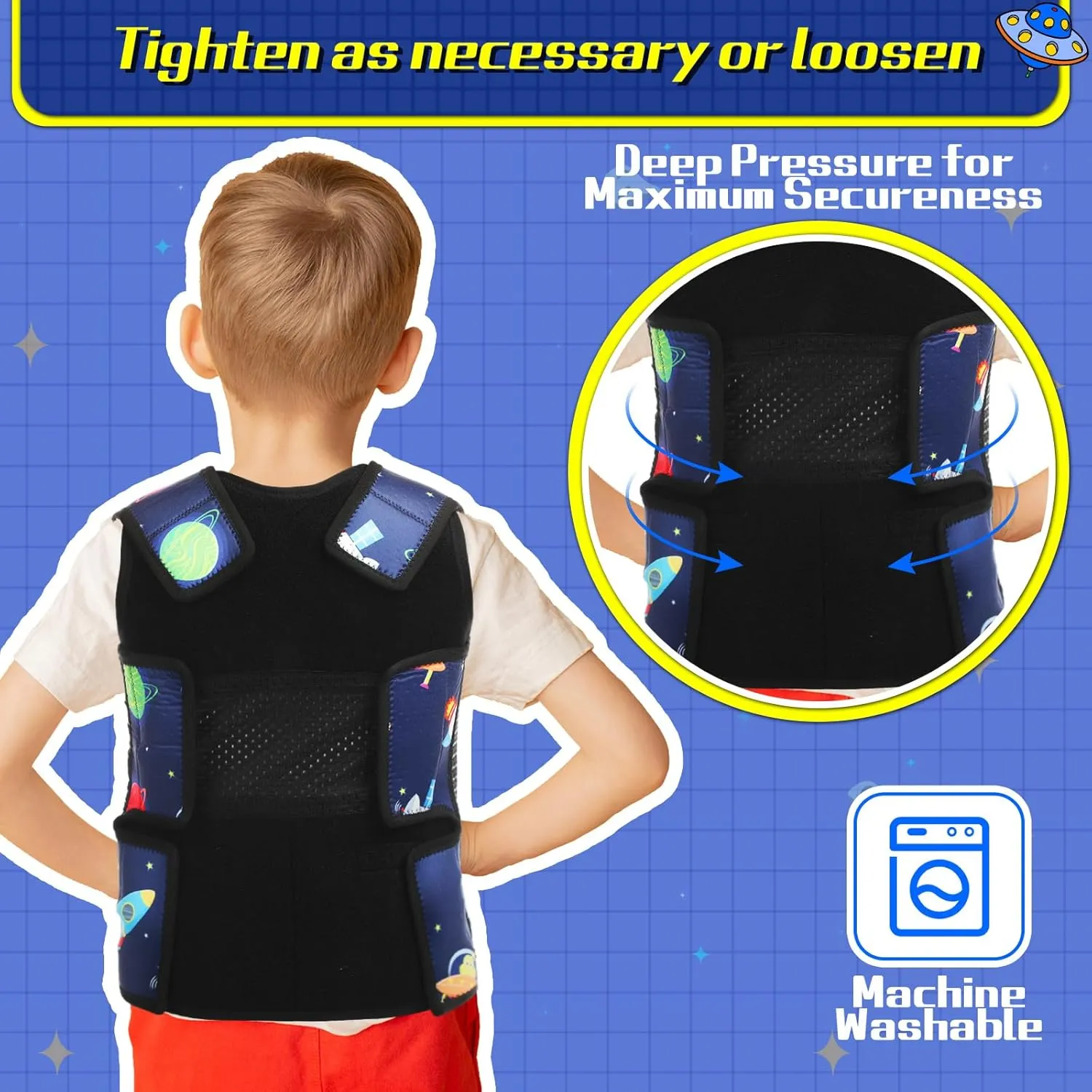 Janmercy Weighted Vest for Kids Boys Adjustable Breathable Girls Compression Vest for Processing Issue(Rocket,Small)