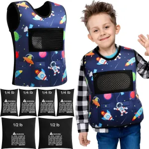 Janmercy Weighted Vest for Kids Boys Adjustable Breathable Girls Compression Vest for Processing Issue(Rocket,Small)