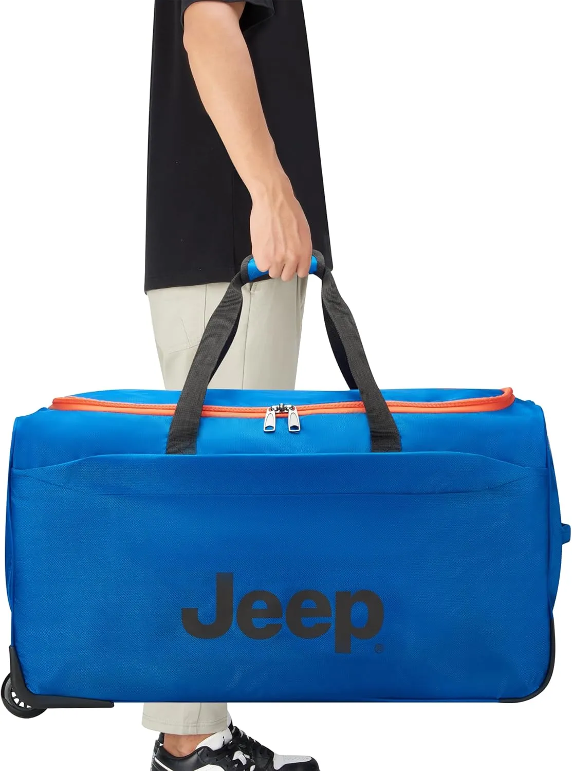Jeep JS009D Two Wheel Rolling Travel Duffle Bag, Blue, 27 Inch