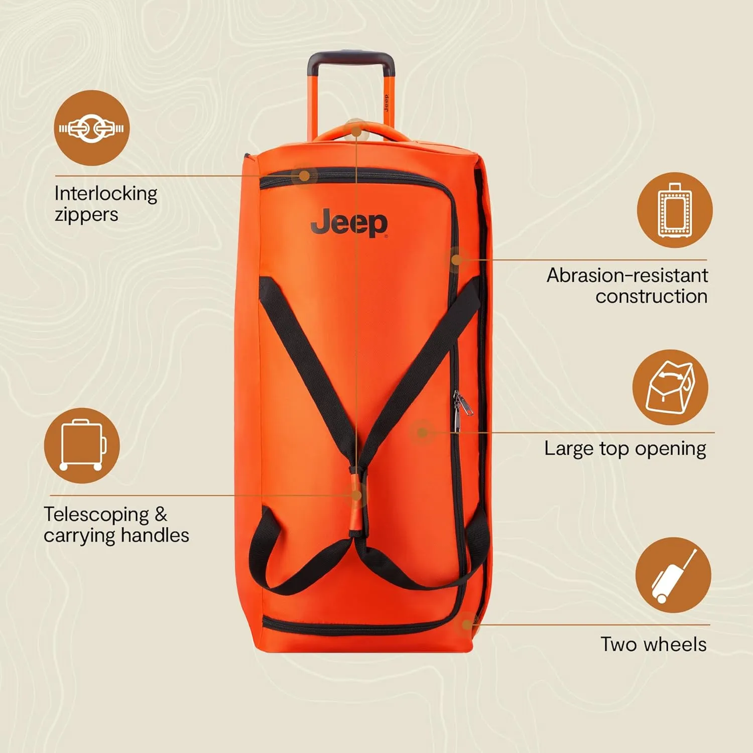 Jeep JS009D Two Wheel Rolling Travel Duffle Bag, Blue, 31 Inch