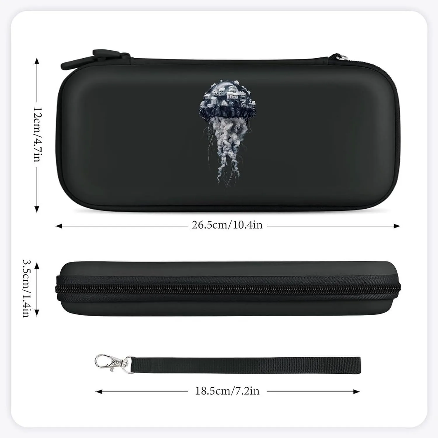Jellyfish House Compatible with Switch Carrying Case Hard Travel Game Bag Pouch with 15 Games Accessories