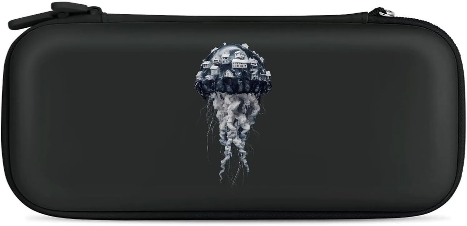 Jellyfish House Compatible with Switch Carrying Case Hard Travel Game Bag Pouch with 15 Games Accessories