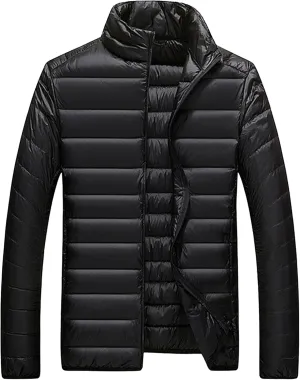 JEsilunmaMY Men's Thermal Sport Cropped Down Jacket Stand Collar Lightweight Packable Puffer Jacket Casual Warm Winter Coats
