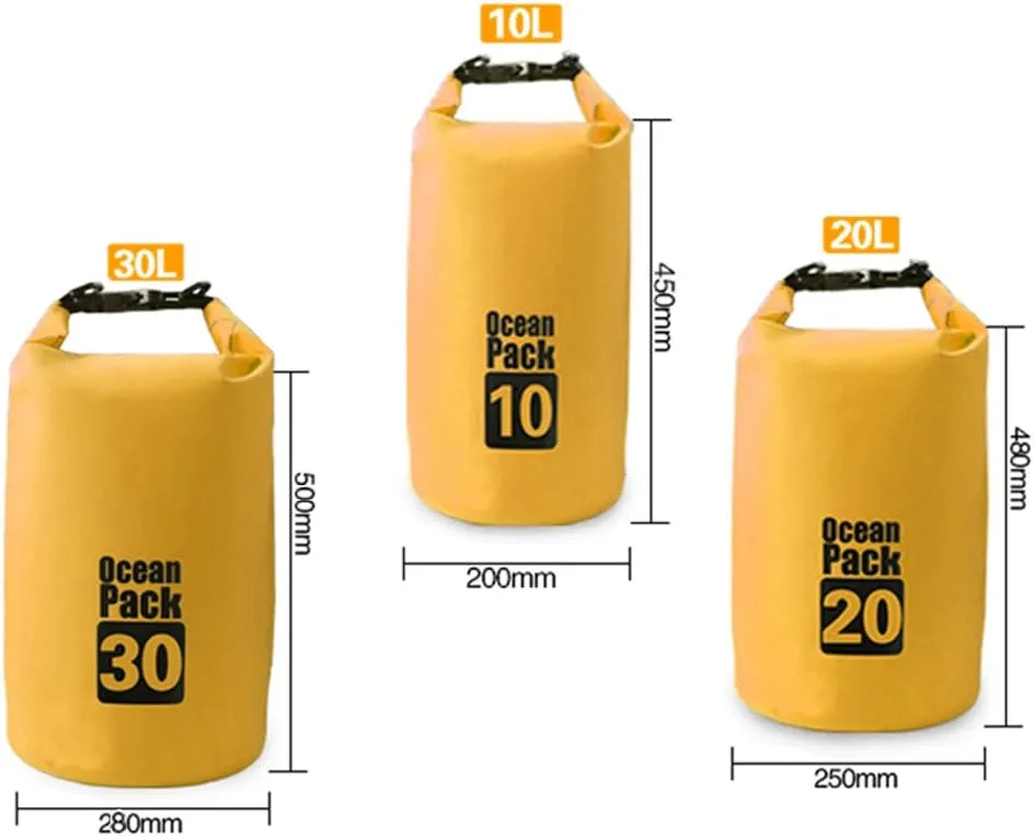 JIAN YA NA Waterproof Dry Bags Roll Top Dry Compression Sack Keeps Gear Dry Bags with Adjustable Strap for Outdoor Kayaking, Beach, Rafting, Boating,Bonus Waterproof Phone Case (Yellow, 10L)