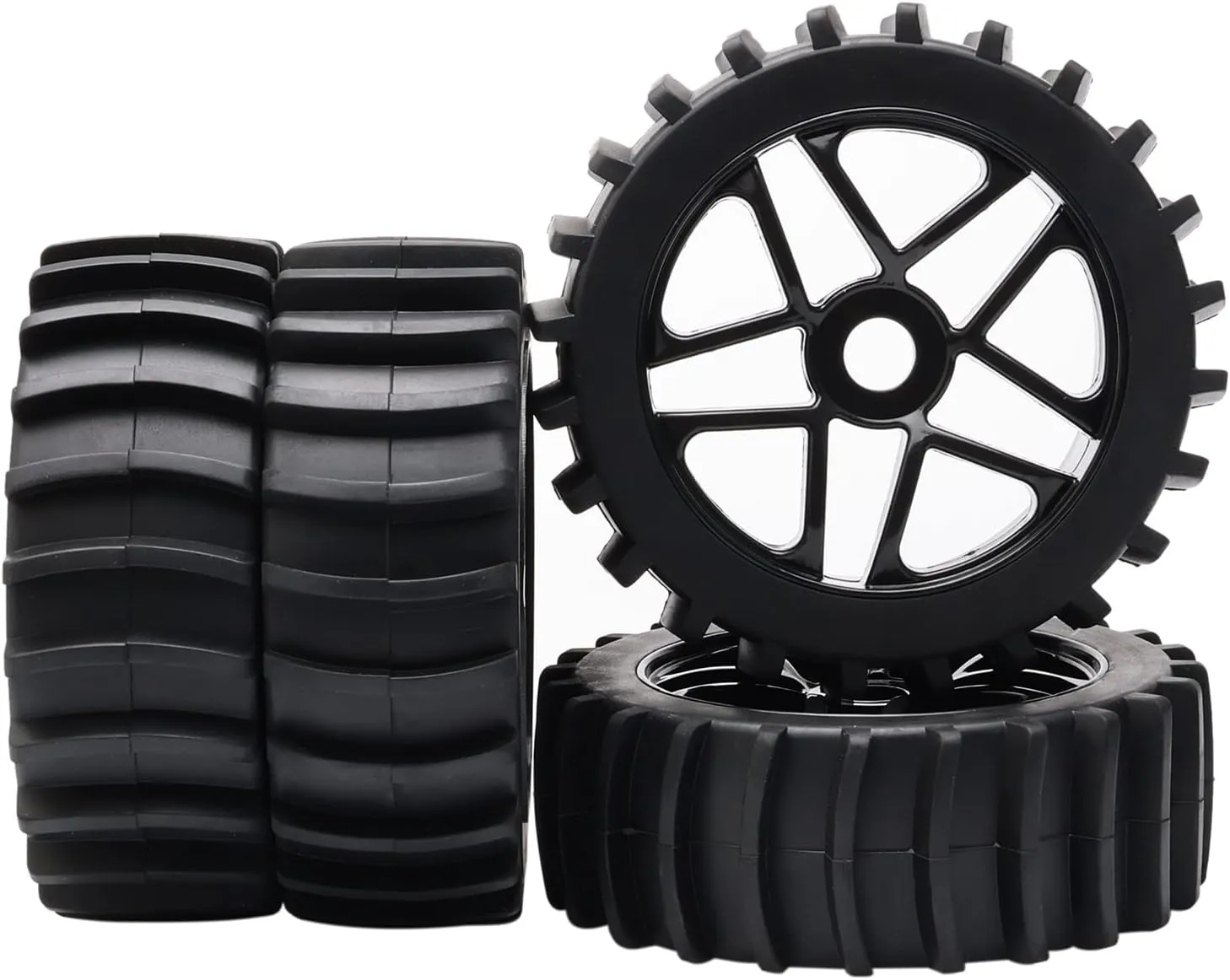 JIUWU 4pcs Beach Desert Snow Tires and Wheels Hex 17mm 1:8 RC Off Road Buggy Baja
