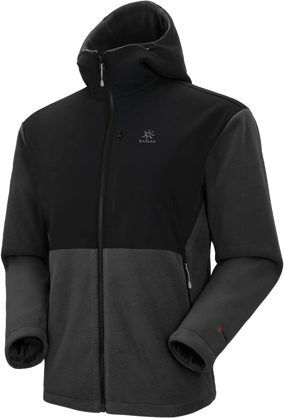 KAILAS Men's Fleece Jacket Hooded Winter Jacket Full Zip Jacket Lightweight Polar Warm Coat Pockets Outdoor Jacket