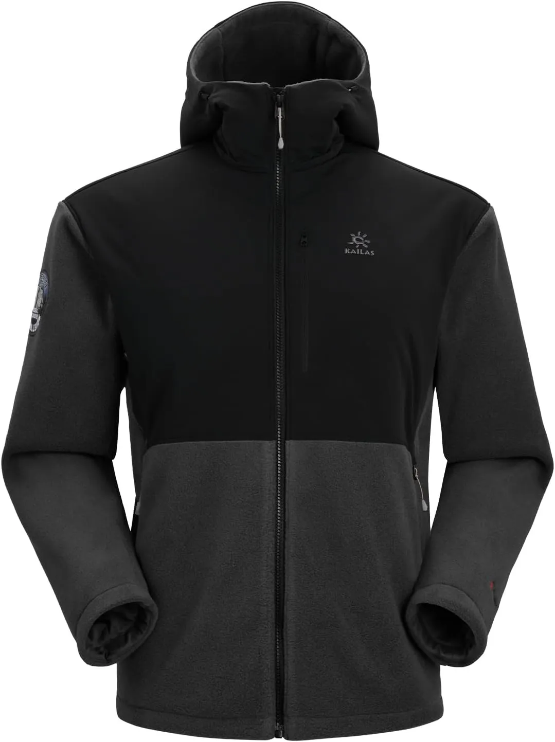 KAILAS Men's Fleece Jacket Hooded Winter Jacket Full Zip Jacket Lightweight Polar Warm Coat Pockets Outdoor Jacket