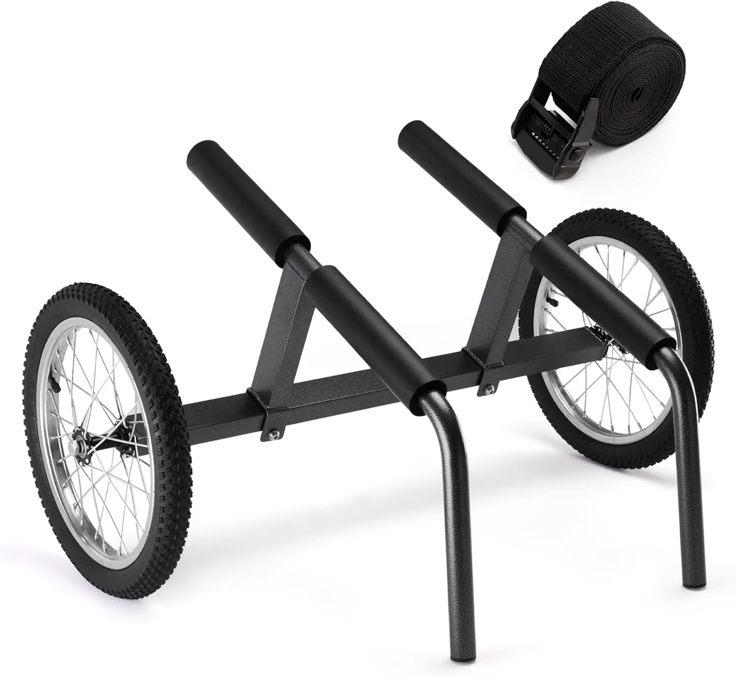 Kayak Beach Cart, Width Adjustable Universal Canoe Dolly Heavy Duty Kayak Trolley with 16" Wheels, Sturdy 300 LBS Weight Capacity