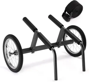 Kayak Beach Cart, Width Adjustable Universal Canoe Dolly Heavy Duty Kayak Trolley with 16" Wheels, Sturdy 300 LBS Weight Capacity