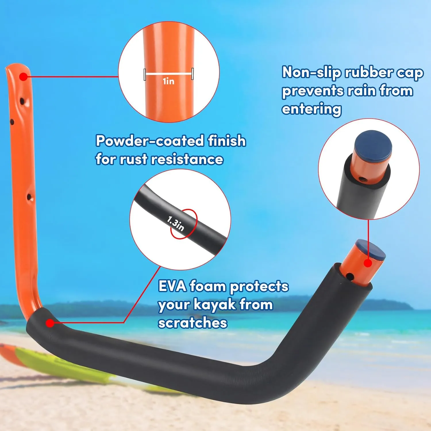 Kayak Storage Rack,Kayak Rack for Garage,Kayak Wall Mount Kayak Wall Rack with Nylon Straps,Heavy Duty Kayak Hanger Kayak Hook Suitable for Kayaks and SUP Paddle Board(4Pack,6 Colors)