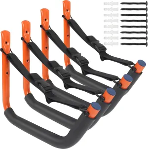 Kayak Storage Rack,Kayak Rack for Garage,Kayak Wall Mount Kayak Wall Rack with Nylon Straps,Heavy Duty Kayak Hanger Kayak Hook Suitable for Kayaks and SUP Paddle Board(4Pack,6 Colors)