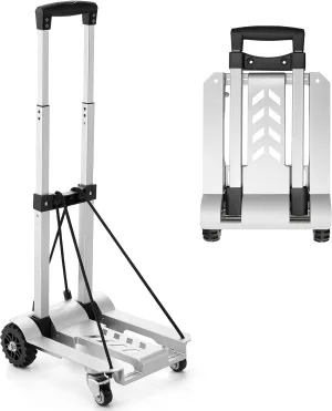 KEDSUM 270LBS Utility Luggage Cart with 4 Wheels, 100% Aluminum Dolly Cart, Folding Hand Truck with Advanced Tank Wheels, Portable Dolly for Luggage, Travel, Shopping, Office Use
