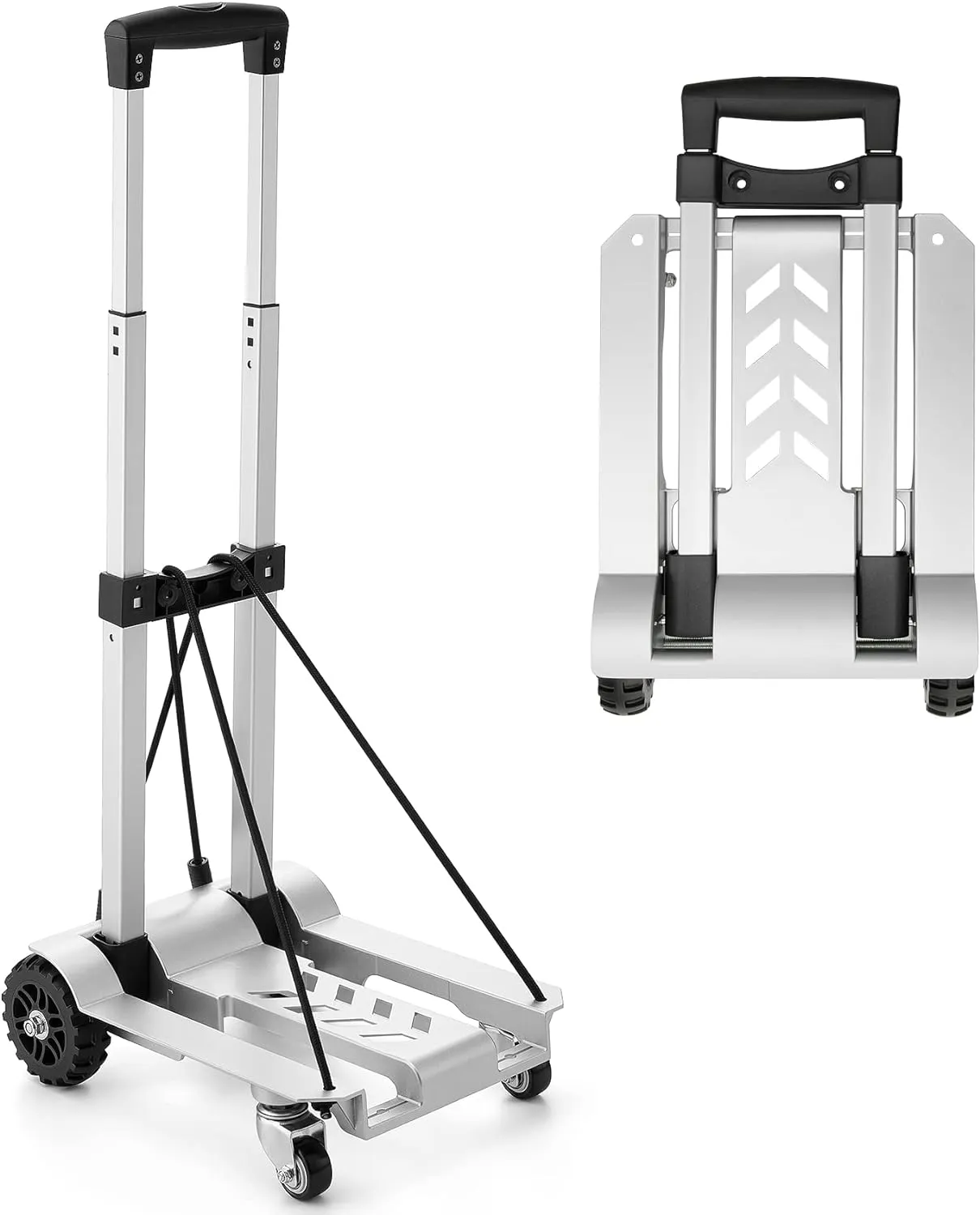 KEDSUM 270LBS Utility Luggage Cart with 4 Wheels, 100% Aluminum Dolly Cart, Folding Hand Truck with Advanced Tank Wheels, Portable Dolly for Luggage, Travel, Shopping, Office Use
