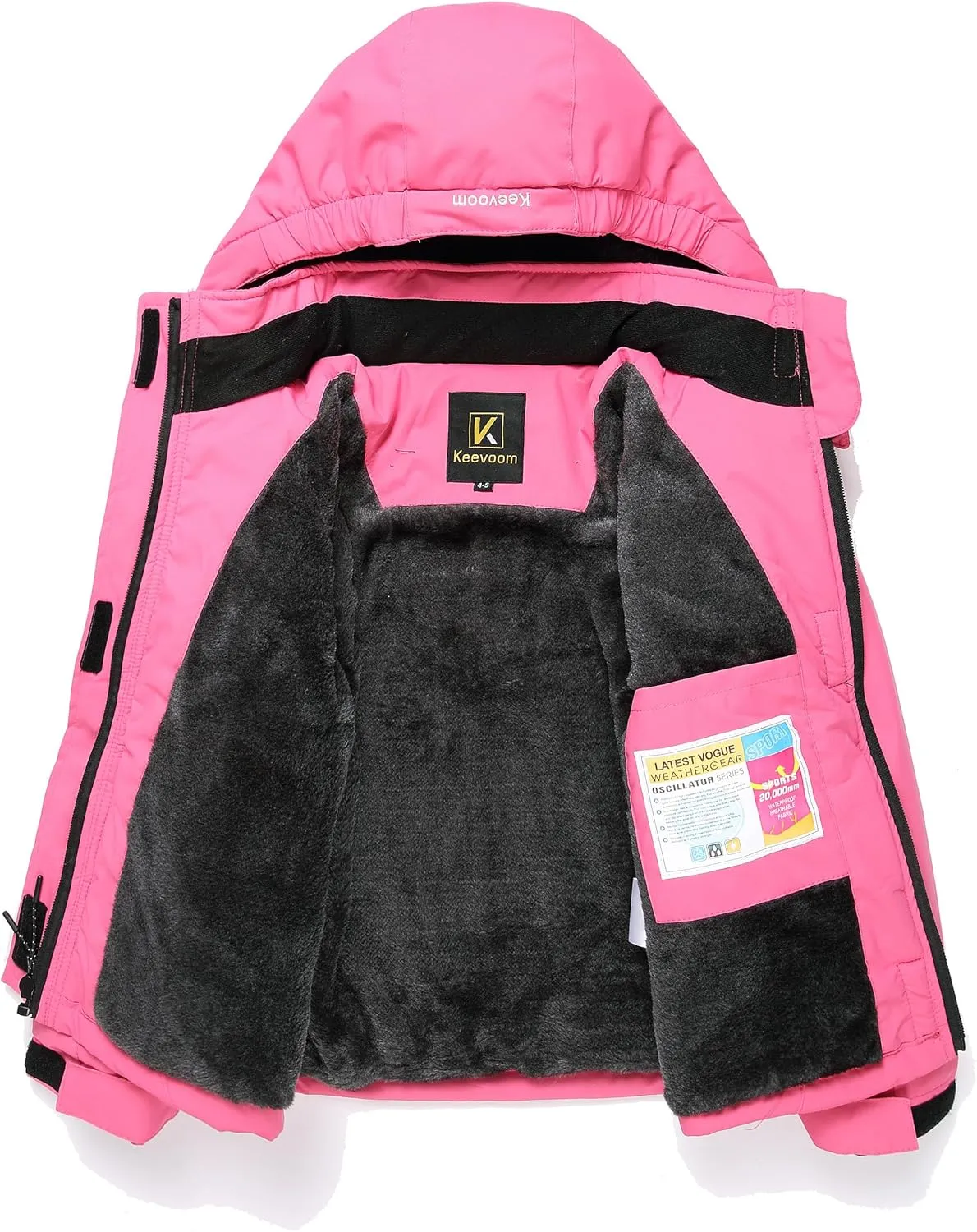 Keevoom Girl's Ski Jacket Winter Warm Thick Snow Coat Windproof Kids Outdoor Hooded Jackets