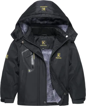 Keevoom Girl's Waterproof Ski Jacket Fleece Snow Coat Windproof Warm Winter Snowboarding Jacket with Removable Hood