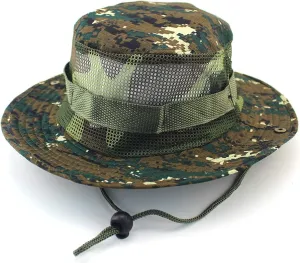 KIAZHAO Bucket Hat Outdoor Army Camouflage Military Camouflage Mesh Bucket Hats Hunting Hiking Fishing Climbing Cap