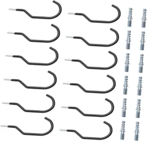 KICHOUSE 12pcs Bike Storage Hooks Heavy Duty Bike Hanger with Pe Bolts for Garage Home Kitchen Bathroom