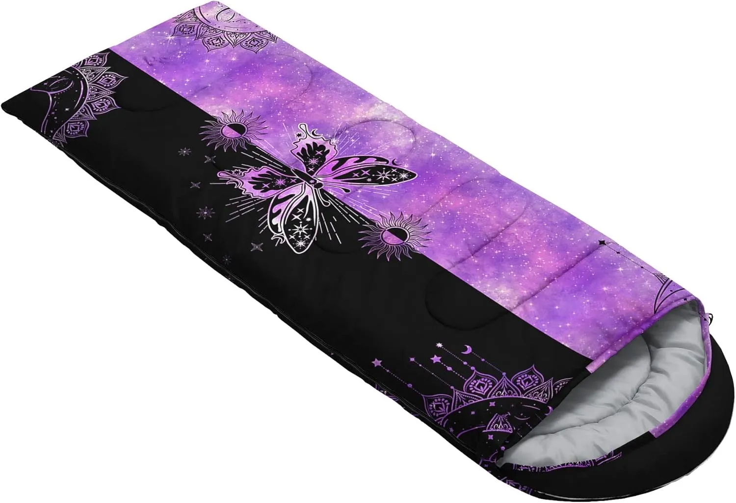 Kids Sleeping Bag for Boys Girls,Rocket Astronaut Moon Print-Lightweight Warm Portable Outdoor Indoor-Waterproof Cold Weather Resistant Sleeping Bag for Camping Hiking