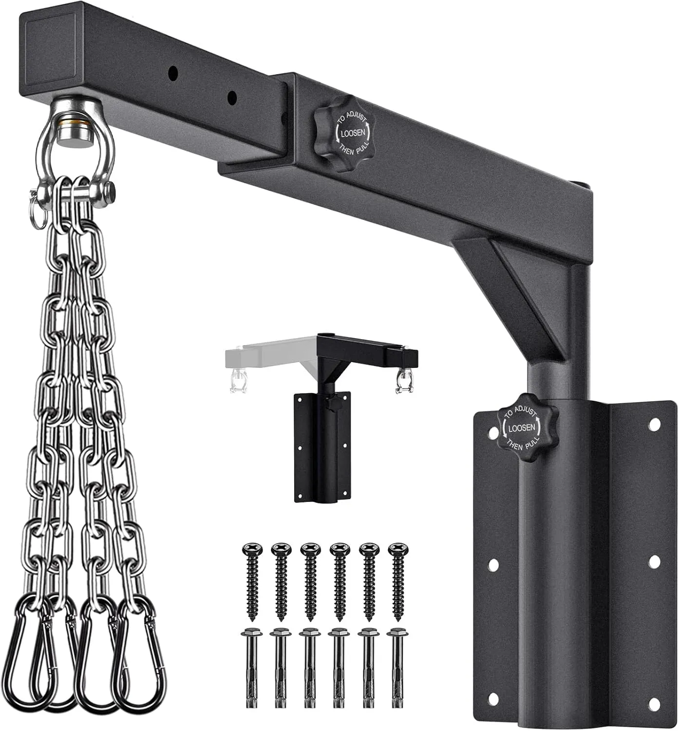 Kipika Heavy Bag Hanger Wall Mount Punching, Rotatable Heavy Duty Boxing Bag Bracket for Home Gym Indoor, Adjustable Length for Kickboxing Bag, Muay Thai Bag,Speed Bag