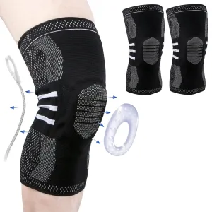 Knee Brace with Patella Silicone Pads and Side Stabilizers, Compression Sleeve Support Kneepads for Running, Meniscus Tear, Arthritis, Joint Pain Relief, Sport(Black/White, Size L)
