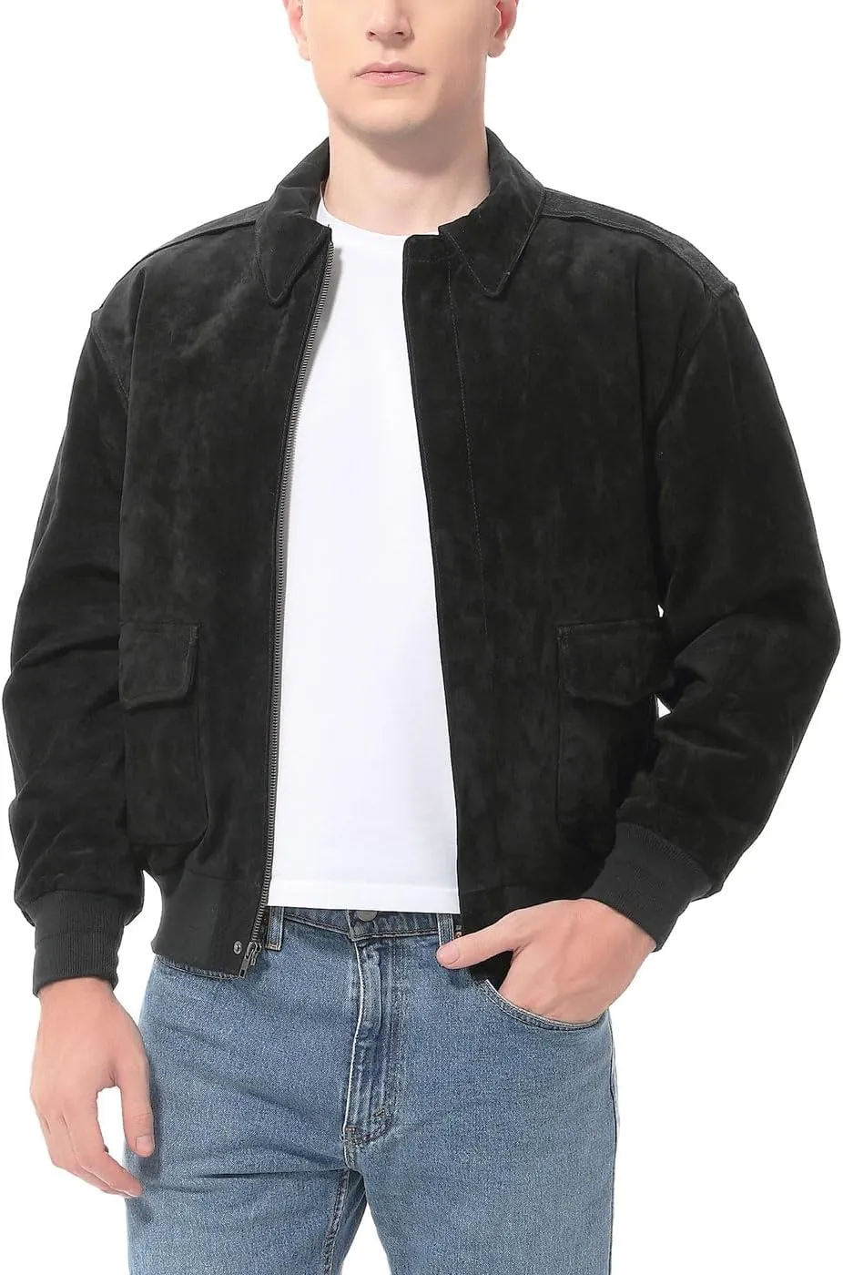 Landing Leathers Men Air Force A-2 Suede Leather Flight Bomber Jacket (Also available in Big & Tall)