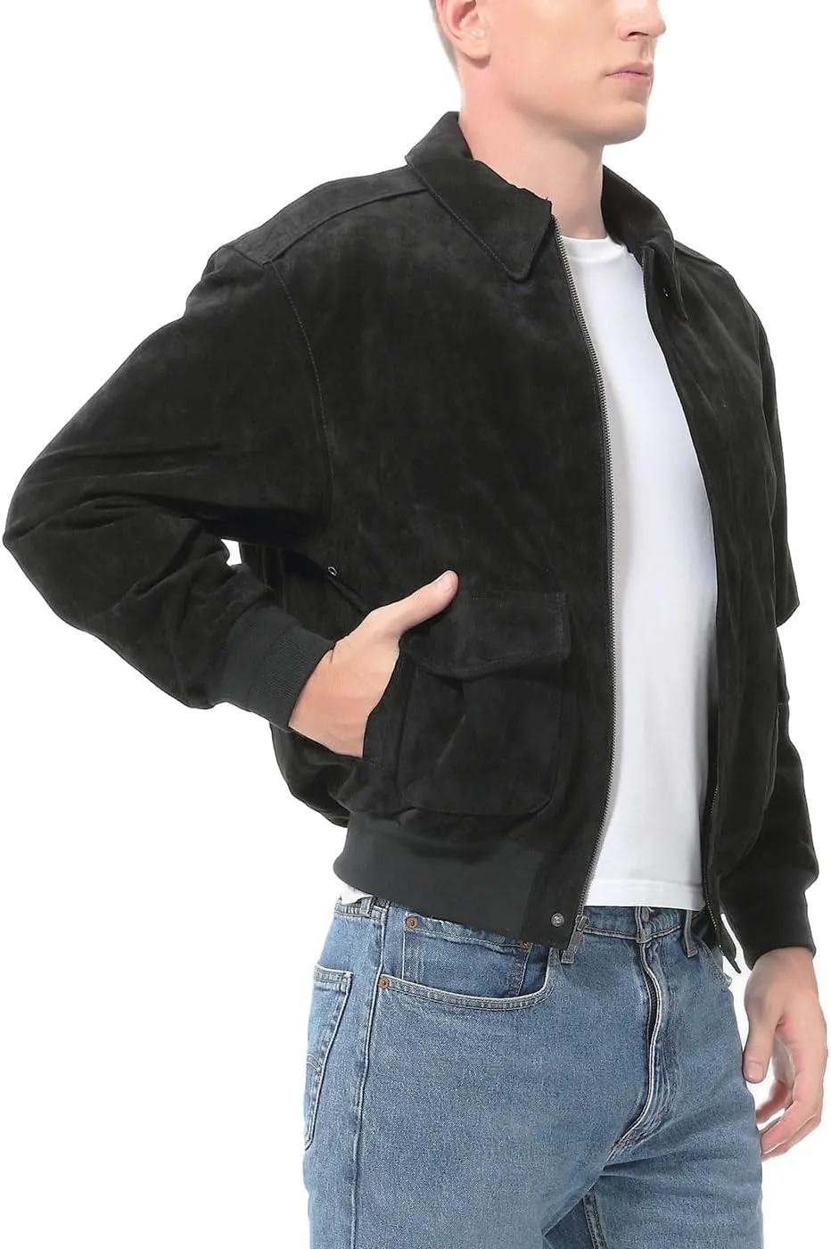 Landing Leathers Men Air Force A-2 Suede Leather Flight Bomber Jacket (Also available in Big & Tall)