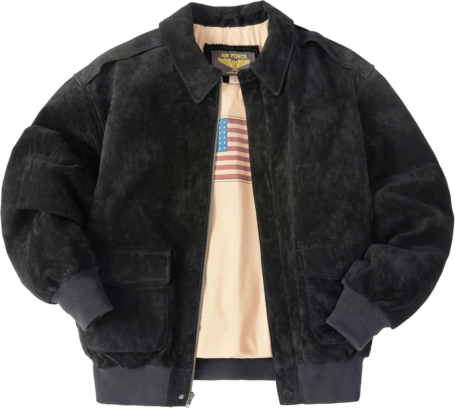 Landing Leathers Men Air Force A-2 Suede Leather Flight Bomber Jacket (Also available in Big & Tall)
