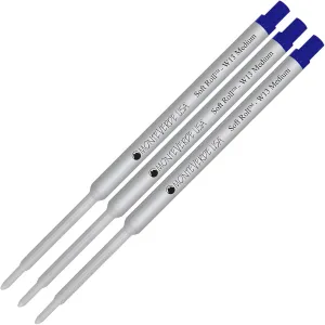 Lanier Combo Pack - 3 Pack - Monteverde® Soft Roll™ Ballpoint W13 Paste Ink Refill Compatible with Most Waterman® Style Ballpoint Pens - Blue (Medium Tip 0.7mm)