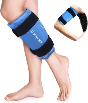 Large Shin Ice Pack Reusable Comfortable Leg Ice Pack Wrap Around Calf, 360° Full Coverage Cold Therapy Compression for Leg Pain Relief, Calf Strain, Swelling, Sore Muscle, Support