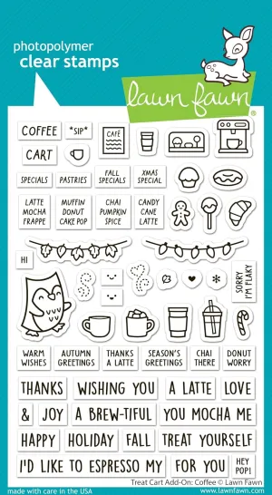 Lawn Fawn LF3496 Treat Cart Add-On: Coffee 4X6 Clear Stamp Set